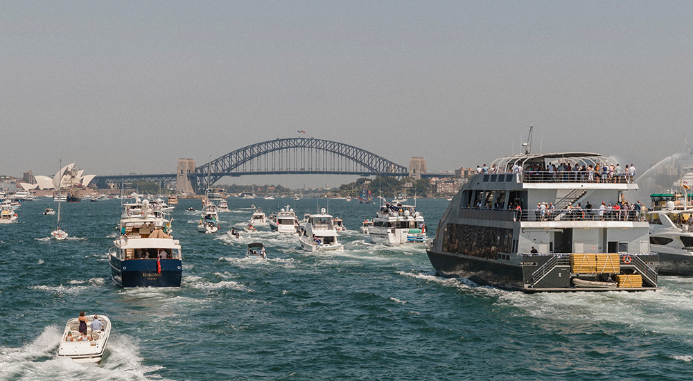 Clearview glass boat on Sydney Harbour during Australia Day
