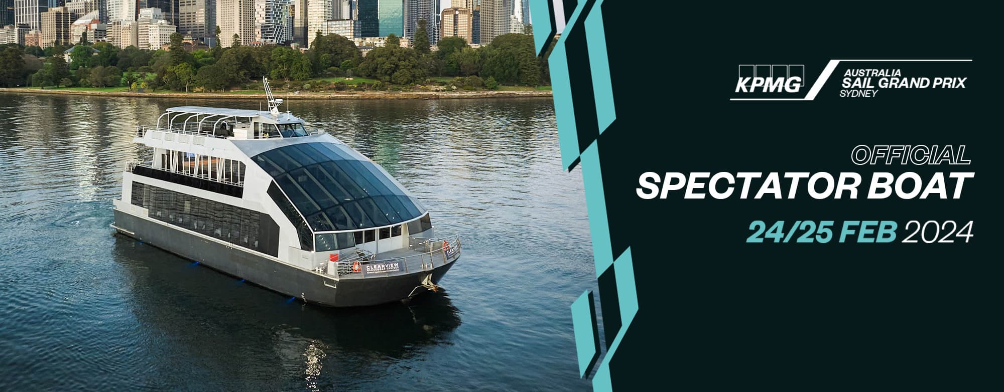 Clearview partners as the official premium spectator boat of the Australia Sail Grand Prix on 24th and 25th February,2024.