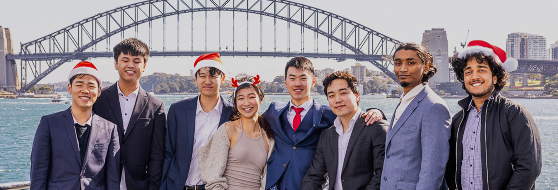 Guests celebrating Christmas on the Clearview Christmas Day Cruise