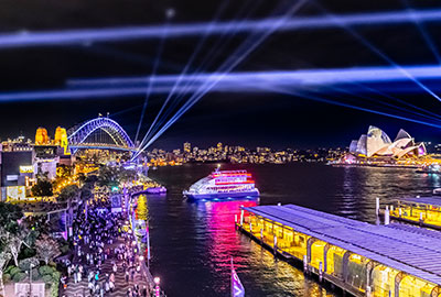 Sydney Harbour and Circular Quay during Vivid Sydney