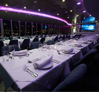 Dining area of the Clearview Glass Boat 